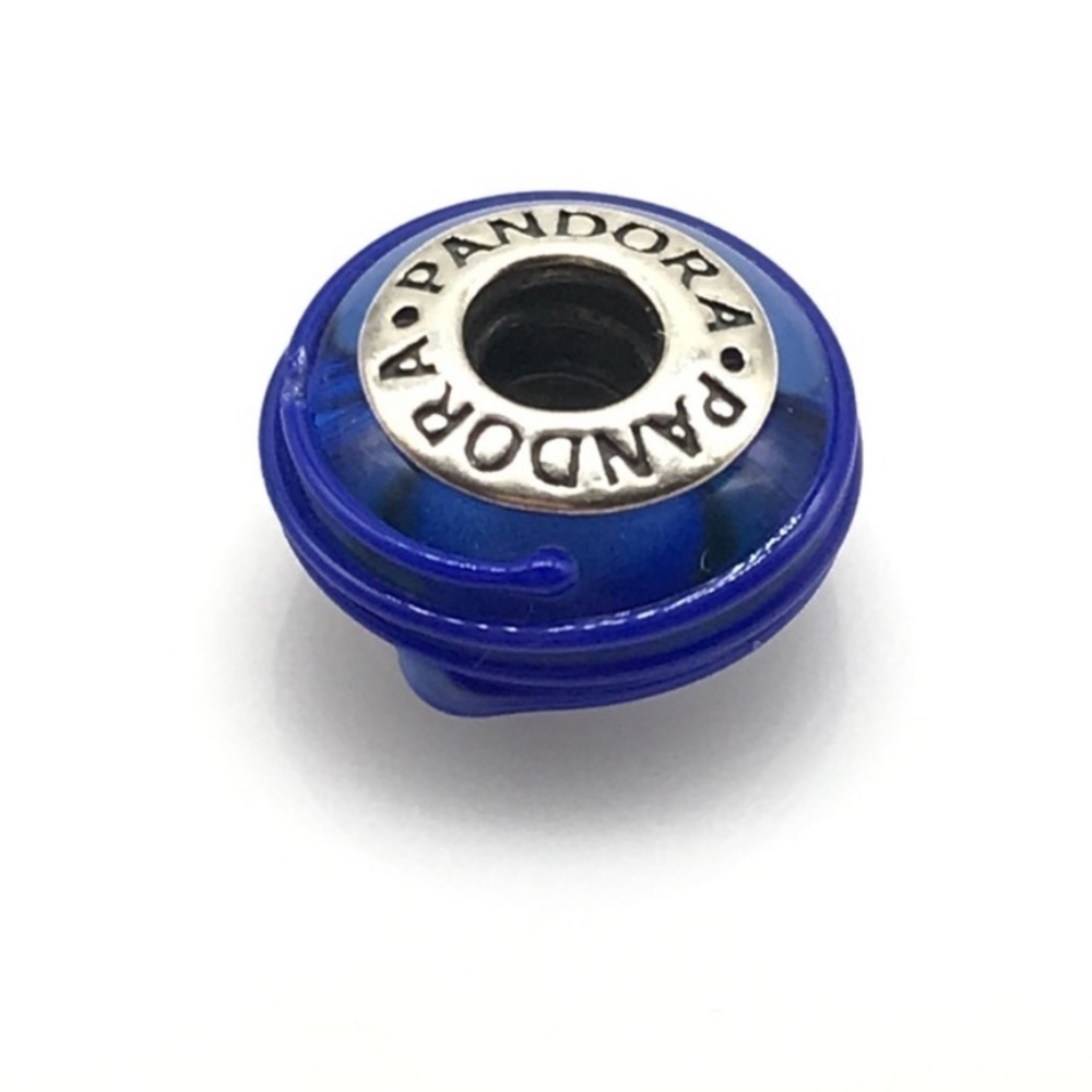 Pandora Blue Ribbon Murano Glass Rare Retired Bead Charm
